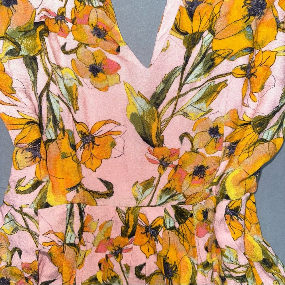 Free People Pink Floral Mini Dress with Yellow Flowers - Picture 7 of 11